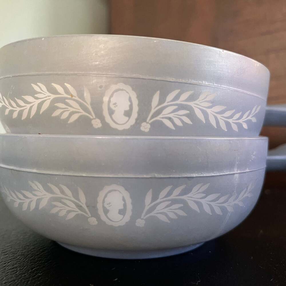 Vintage Glasbake Blue Cameo Casserole Dish - 1.5 qt Blue & White Greek Design